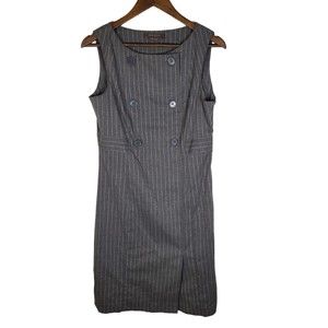 NWT Tex MaxAzria Grey Sheath Dress Pinstripe Womens Medium